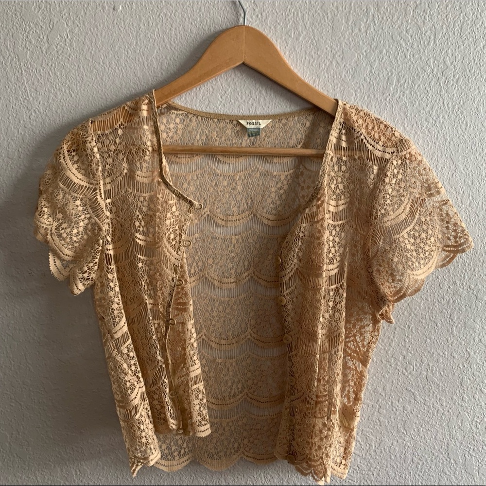 Fossil Lace Cropped Cardigan
